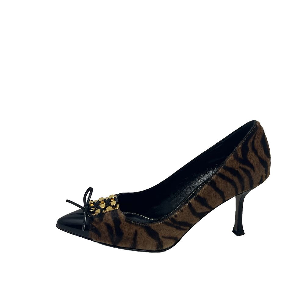 Sergio Rossi Shoes Heels Pointy Toe Tiger Print 35.5 5